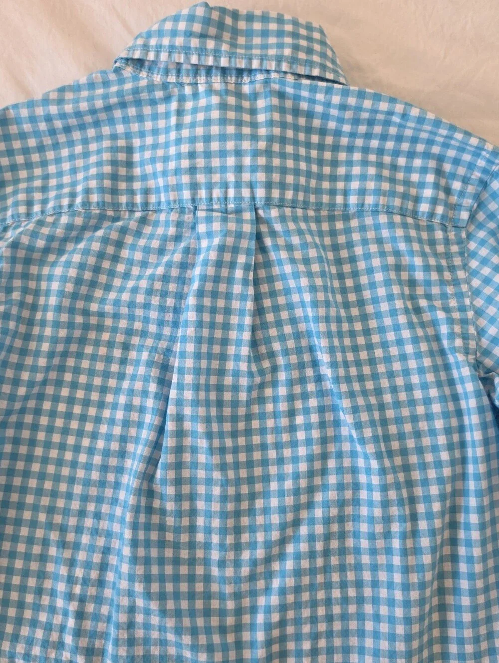 Ralph Lauren Boy's Button Down Shiry In Turquiose Gingham Size SM 8